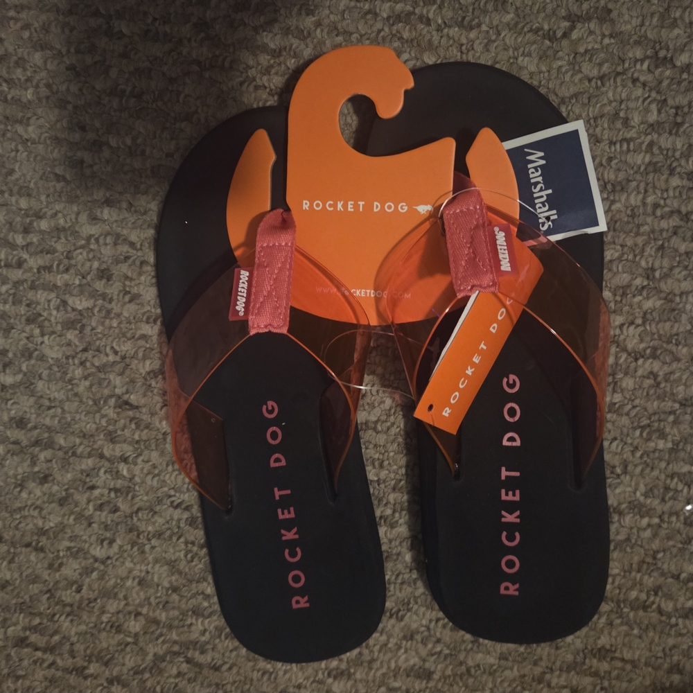 Rocket Dog Black and Pink Flip Flops